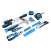 46PCS HOUSEHOLD HAND TOOL KIT SCREWDRIVER SOCKETS HAMMER TEST PEN TOOLBOX BLUE