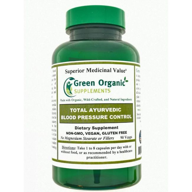 Green Organic Supplement Total Ayurvedic Blood Pressure Control 90 Vegan Capsule