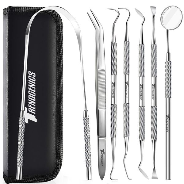 TrendGenics Dental Tools Plaque & Calculus Remover for Teeth Cleaning Dentist Kit Dental Pick Mirror Tooth Professional Tongue Scraper Tartar Remover Tool Stainless Steel Hygiene Dentist Set