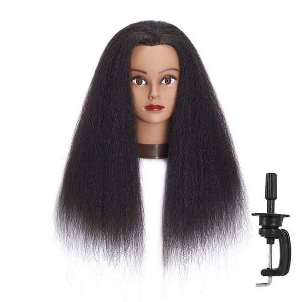 Headfix Hair Mannequin Head 100% Real Hair Hairdresser Practice Styling Training Head Cosmetology Manikin Doll Head With Clamp (6F1919B0216)