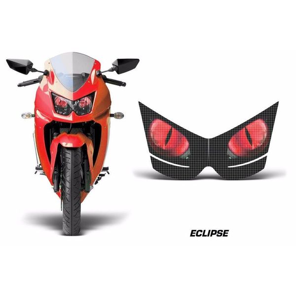 Headlight Eye Graphics Decal Cover For Kawasaki Ninja 250R 2008-2012 ECLIPSE RED