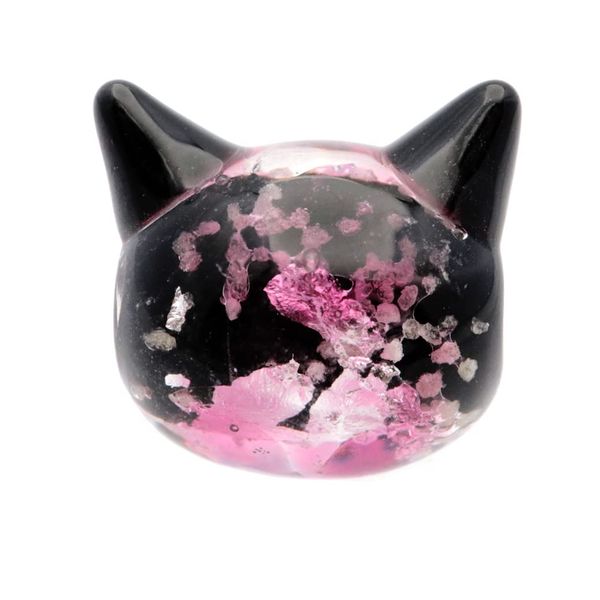 Firefly Glass Cat Beads, Pink, Glowing, Glow in the Dark Parts, Cat Accessories, Production, Grain Seller, Peach, Lucky Cat, Okinawa, Souvenir, Cute, 3 Tablets