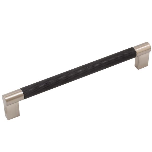 Urban Cabinet Pull, 160 Millimeters, Matte Black with Satin Nickel Ends by Stone