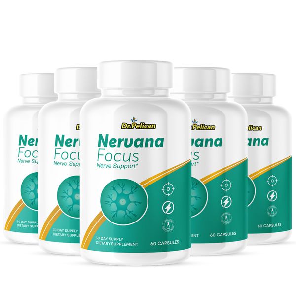 Nervana Focus- Brain Support- 5 Bottles- 300 Capsules