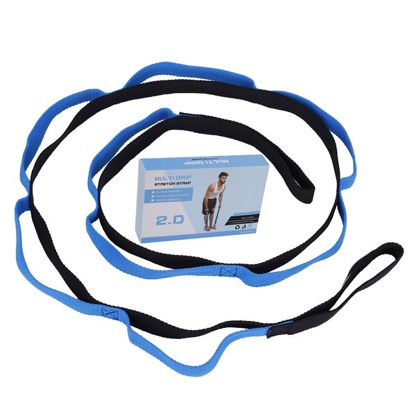 Stretching Strap Multi-Grip Flexibility Leg Stretch Band Durable Exercise and Physical Therapy Belt for Rehab Yoga Pilates Dance and Gymnastics with Workout Instruction Blue 2 Meters