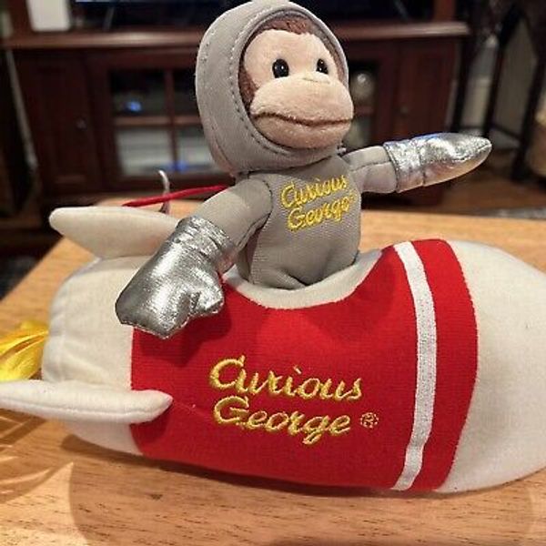 Gund Curious George Rocket Hand Puppet Red Ship Spaceship Airplane Plush Toy