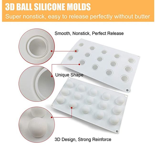 3D Ball Shape Sphere Silicone Molds Baking Mold for Mousse Cake 8