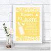 Yellow Burlap & Lace Effect Message in A Bottle Personalised Wedding Sign Print