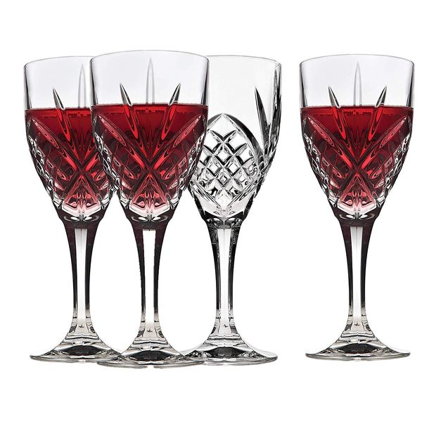 Godinger Wine Glasses, Stemmed Glass Goblets - Dublin Crystal, Set of 4