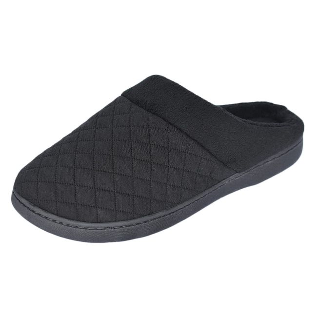 Euyqs Slippers, Room Shoes, Warm, Cold Protection, Fluffy, Lightweight, Anti-Slip, For Guests, Washable, Indoor Shoes, #1 Black