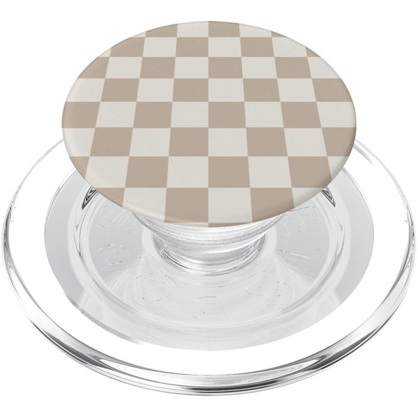 Light Beige Checkerboard Vanilla Classic Checkered Pattern PopSockets MagSafe PopGrip for iPhone