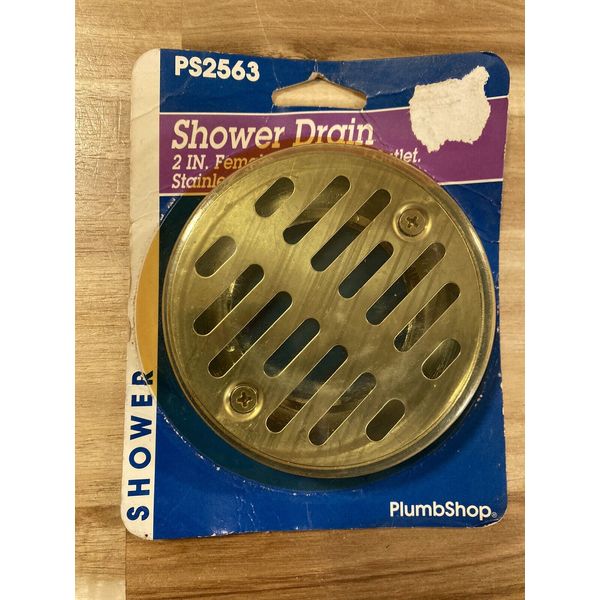 PlumbShop Shower Drain Outlet PS2563, 2" Female Pipe Thread Outlet Stainless Ste