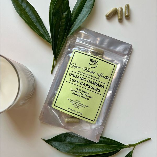 Damiana Leaf Capsules Organic Turnera Diffusa 510mg 50-Capsules
