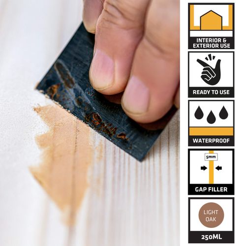 Everbuild Multipurpose Wood Filler – Suitable for Indoor and Outdoor Use – Sandable – Light Oak – 250ml