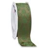 Präsent - Brixen Wired & Printed Ribbon Old Green-Silver 40 mm Width, 20 m Length