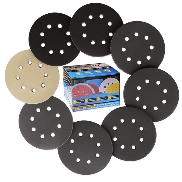 IROKCAKPT Sanding Disk, 4.9 inches (125 mm), Water Resistant Sandpaper (Set of 81), Round 8 Holes, Disc Paper for Electric Sanders (#240 #400 #600#800#800#1000#1500#2000#3000 x 1000 x 1000 x 1000 x