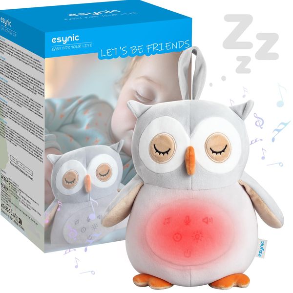 eSynic Baby Sleep Aid Wonderful Baby Gift Better Sleep White Noise Machine with 12 Soothing Sounds Red Light Baby Soother Owl Soft and Comfortable Baby Sound Machine Essentials for Baby Kids etc