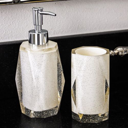 Faceted Lotion Pump, Durable Resin, Smooth, Easy to Clean, for Stylish Bathroom Decor, Glitter, 2.5x7.5, Sold Individually