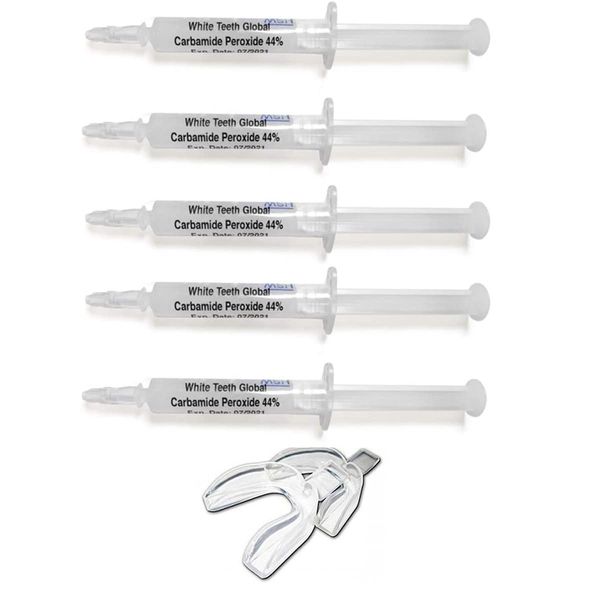 Teeth Whitening Gel Syringe Dispensers 44% Carbamide Peroxide, Tooth Bleaching Gel Multiple Quantities Available and Size Available (10 ml, 5), Mouth Trays Included