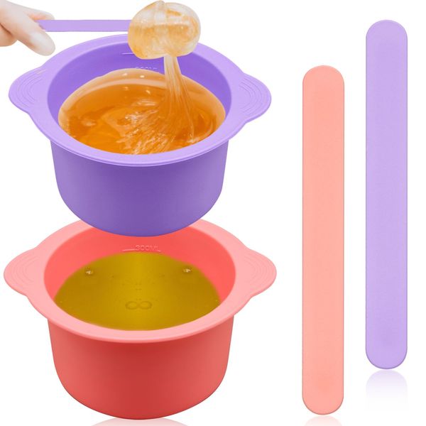 2 Pcs Silicone Wax Warmer Liner with 2 Pcs Wax Sticks, Non-stick Silicone Wax Melt Liner£¨Purple,Pink)