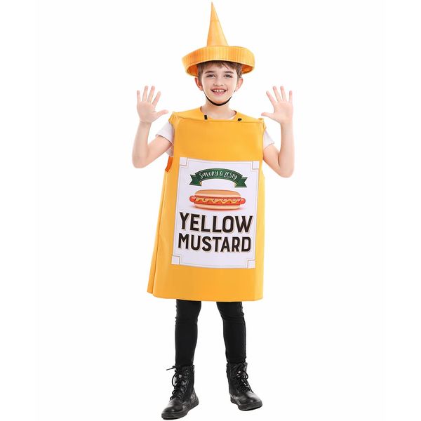 Seasons Mustard Costume Ketchup Cosplay Halloween Costume for Child 4-9 Years (Yellow Mustard)