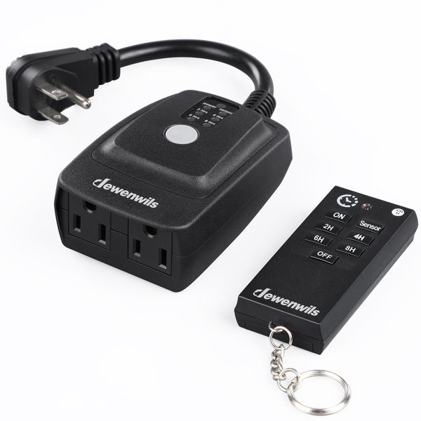 DEWENWILS Outdoor Light Sensor Timer with Remote Plug in Outlet Timer Waterproof
