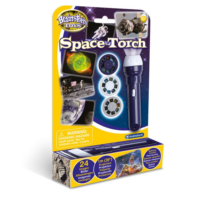 Brainstorm Toys: Space Torch and Projector, Creates Clear, Precise Images up to One Metre Wide, Fun Project Doubles as Handy Torch Flashlight, STEM, For Ages 3 and up