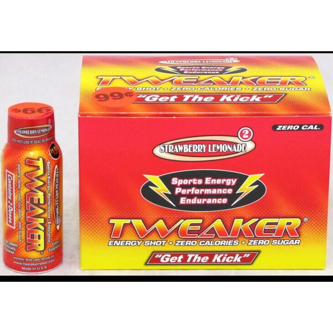 Tweaker Strawberry Lemonade Energy Shots - 2 oz Bottles 12 Count Box