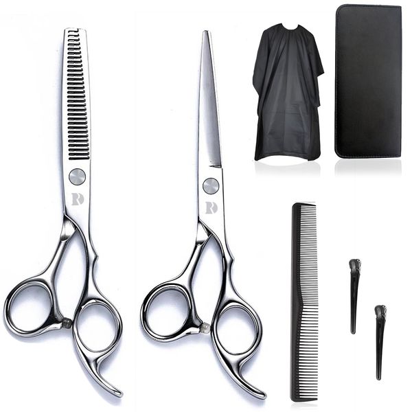 Hair Cutting Scissors and Thinning Scissors Kit,6.5 inch Professional Salon Haircut Scissors Kit,Barber Hairdressing Shears Set,Hair Cutting Shears Texturizing Shears (Silver)