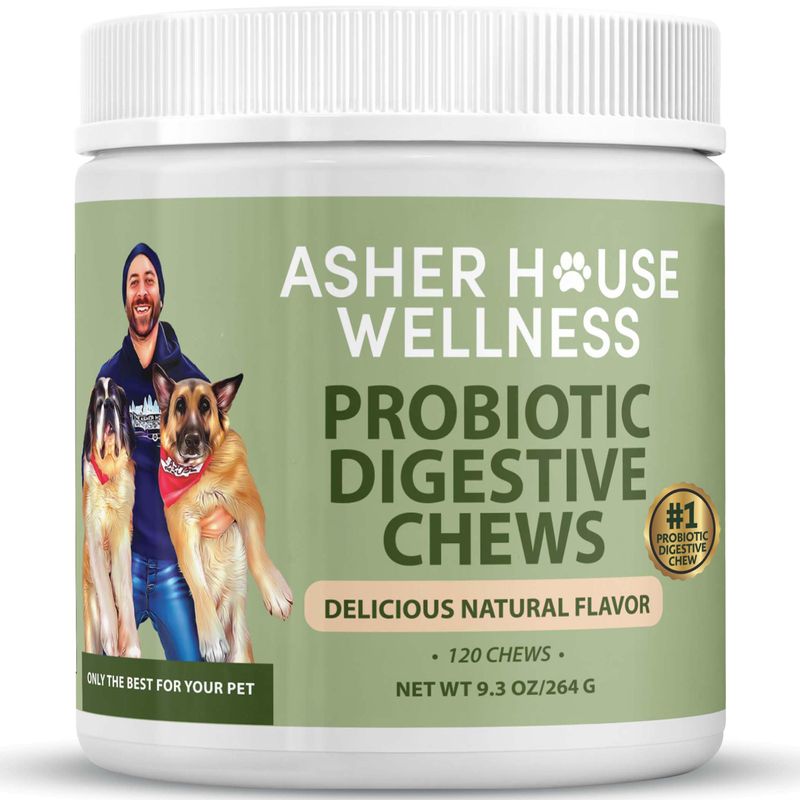 Asher House Wellness Probiotics Digestive Chew for Dogs - Dog Probiotic ...