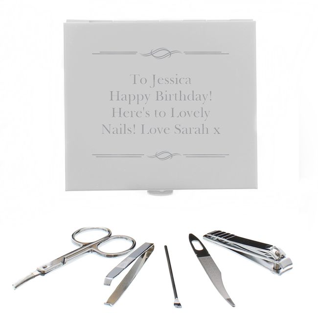 Personalised Engraved Any Message Mens/Ladies Manicure Nail Set. Great for Valentine's, Mother's Day, Father's Day or Birthday