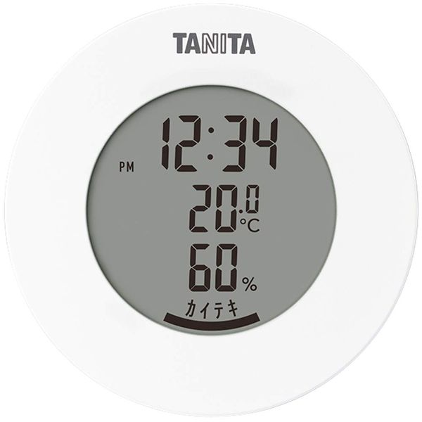 Tanita TT-585 WH Thermometer/Hygrometer Clock Temperature Humidity Digital Tabletop Magnet, White