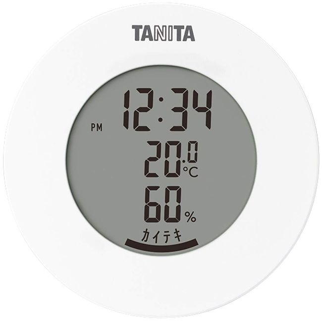 Tanita TT-585 WH Thermometer/Hygrometer Clock Temperature Humidity Digital Tabletop Magnet, White