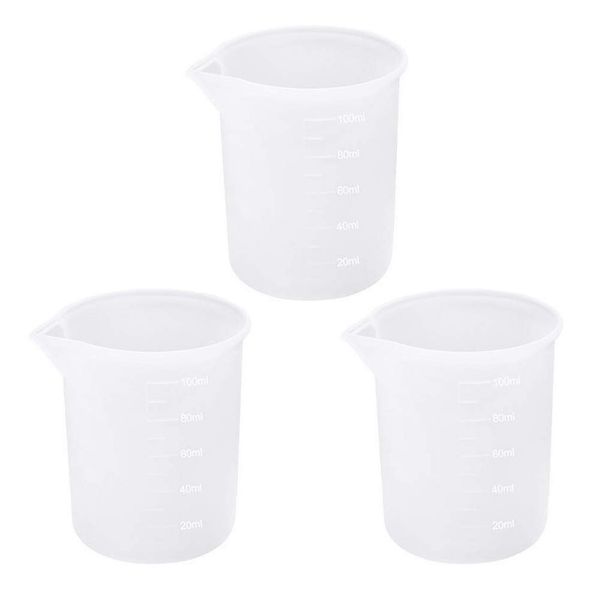 3 PCS Silicone Measuring Cups, 100ml Silicone Cups for Resin Non-Stick Mixing Cups Resin Measuring Cups Tool with Precise Scale for Resin DIY Craft