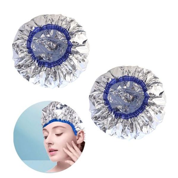 Aluminum cap, set of 2, blue, treatment cap, hair cap, aluminum cap, shower cap, aluminum cap, hair cap, heat retention, waterproof, for hair dyeing/coloring/salon/beauty salon