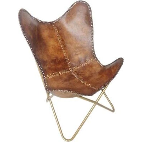 Antique Leather Relax Arm Chair Handmad Butterfly Chair Home Décor Lounge Accent