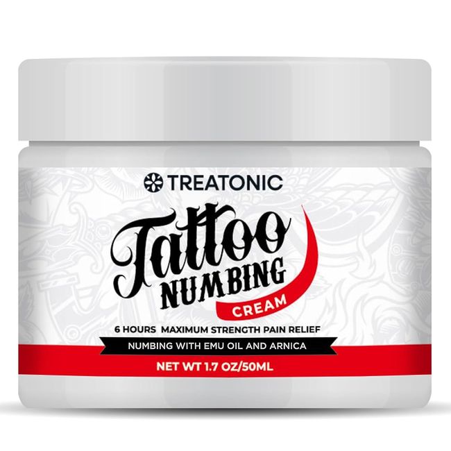 Tattoo Numbing Cream(50ml/1.7oz), 6 Hours Maximum Strength Painless Tattoo Numbing Cream, Tattoo Numbing Cream Extra Strength, Best Tattoo Numbing Cream, Numbing Cream for Tattoos Extra Strength
