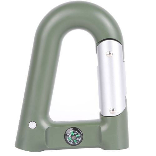 GPCT 4-in-1 Carabiner Premium Power Bank. Built in Flashlight/Compass 2200 mAh Fast Charge LED Charge Indicator Portable Emergency Outdoor Camping Travel Mobile Battery Charger iPhone/Android- Green