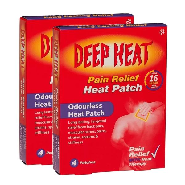 Deep Heat Pain Relief Heat Patches | Pain Relief with Heat Therapy | 4 Patches (Pack of 2)