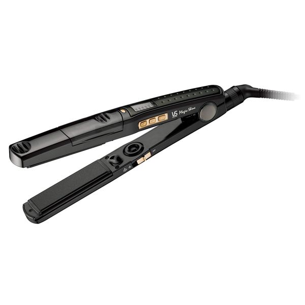 Vidal Sassoon VSS-7101/KJ Straightening Iron, Magic Shine, Steam & Negative Ion, 5 Levels of Temperature Control, Black