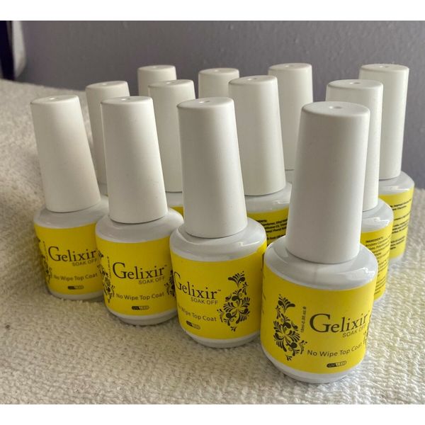 12 Pcs Gelixir Soak Off Gel TOP COAT No Clean 15 ml 0.5 oz