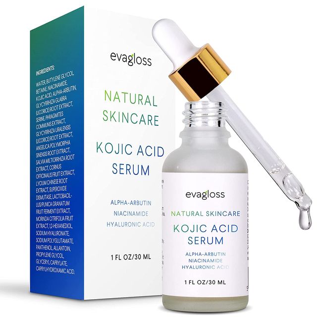 Kojic Acid Serum with Arbutin for Face and Body - Best Natural and Gentle Treatment for Skin Discoloration for All Skin Types, 1oz.