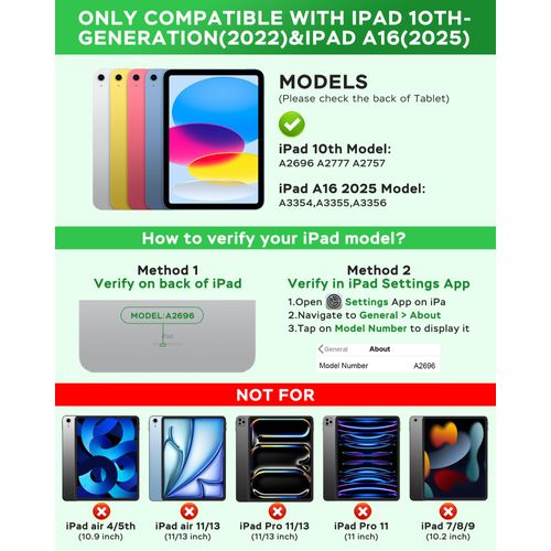 Senyoson Folio Keyboard Case for iPad 10th Gen 10.9 inch (2022) and iPad 11th (A16, 2025), Magnetic Wireless Detachable Keyboard, 7-Color Backlight, Thin & Light, Pencil Holder (Black)