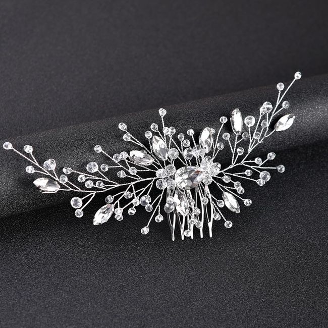 Bridal Wedding Flower Crystal Hair Comb, Handmade Rhinestone Hair Clips Bridal Headpiece Sparkly Crystal Hair Pin Side Combs Hair Accessorie for Women Girls (Type F)