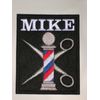 BARBER Pole Scissors Embroidered Design for Jacket or PATCH +Choice of Text Name