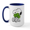 CafePress Snoopy Hugging Clover 15 oz (444 ml) Ceramic Coffee Mug