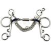 Copper Roller Ported Pelham Blue Sweet Iron Horse Bit Snaffle with Hook and Chain (5.5")