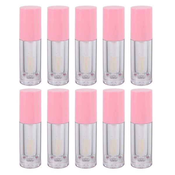 minkissy 10pcs 6ml Empty Lip Gloss Tubes Refillable Lipgloss Containers Transparent Lip Balm Bottles for Lipstick Samples (Pink)