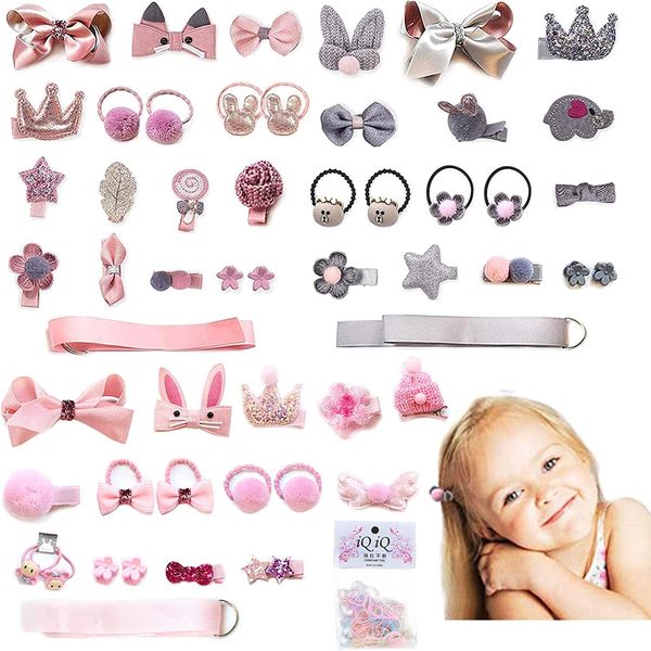 54 PCS Baby Hair Clips Set for Little Girls，VEGCOO Hair Rops Barrettes, Baby Girls Hair Accessories for Baby Girls Toddlers Kids Children as Birthday Christmas Children's Day Gift