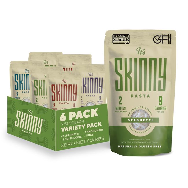 It’s Skinny Variety Pack — Healthy, Low-Carb, Low Calorie Konjac Pasta — Fully Cooked and Ready to Eat — Keto, Gluten Free, Vegan, and Paleo-Friendly (6-Pack)